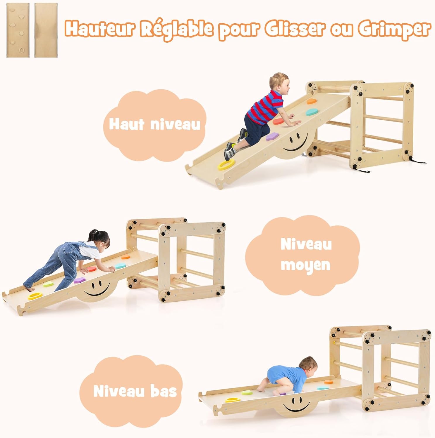 DREAMADE Ensemble Table et 2 Chaises pour Enfant, en Forme de Maison