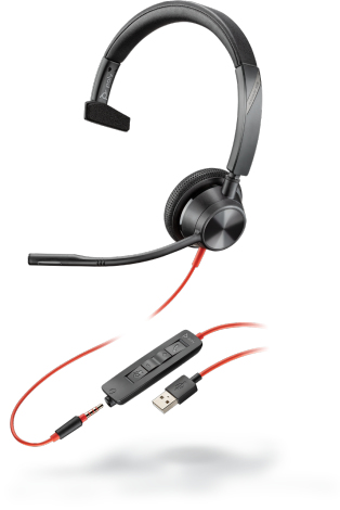Poly Blackwire 3315 Casque Avec fil Arceau Bureau/Centre d'appels USB Type-A Noir