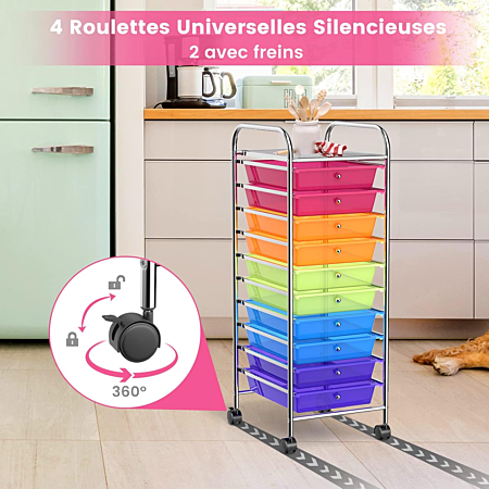 Chariot De Rangement à 2 Tiroirs Sur Roulettes TQVAI - Organiseur Multifonction Bureau Et Maison Chariot De Rangement à 2 Tiroirs Sur Roulettes TQVAI - Organiseur Multifonction Bureau Et Maison
