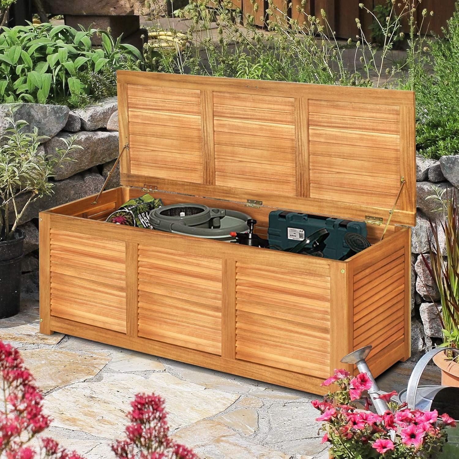 Boîte De Rangement En Bois Massif D'acacia - Coffre à Outils Avec Couvercle - Style Industriel