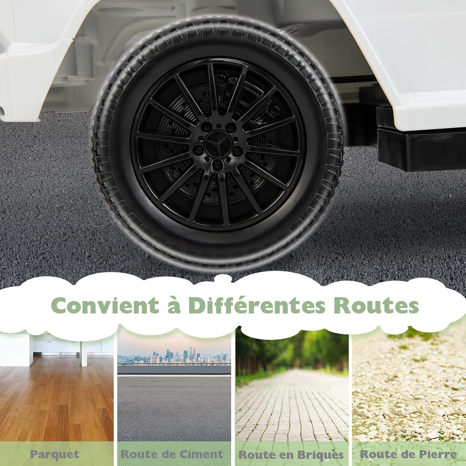 GOPLUS Porteur Enfants, Voiture à Pousser Mercedes-Benz, Volant, Klaxon Et Bruit De Moteur, Rangement Siège, Voiture Jouet Pour Bebe 1-3 Ans, Charge 25KG,65 X 28 X 38 CM (Blanc