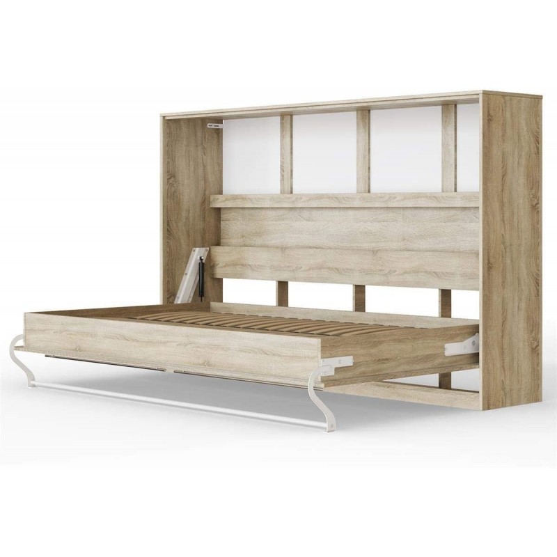 Pont de lit escamotable 120x200 cm vertical + 2 armoires blanc mat - Classic