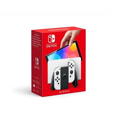 Console Nintendo Switch (modèle OLED) avec station d'accueil et manettes Joy-Con blanches (SWITCH)