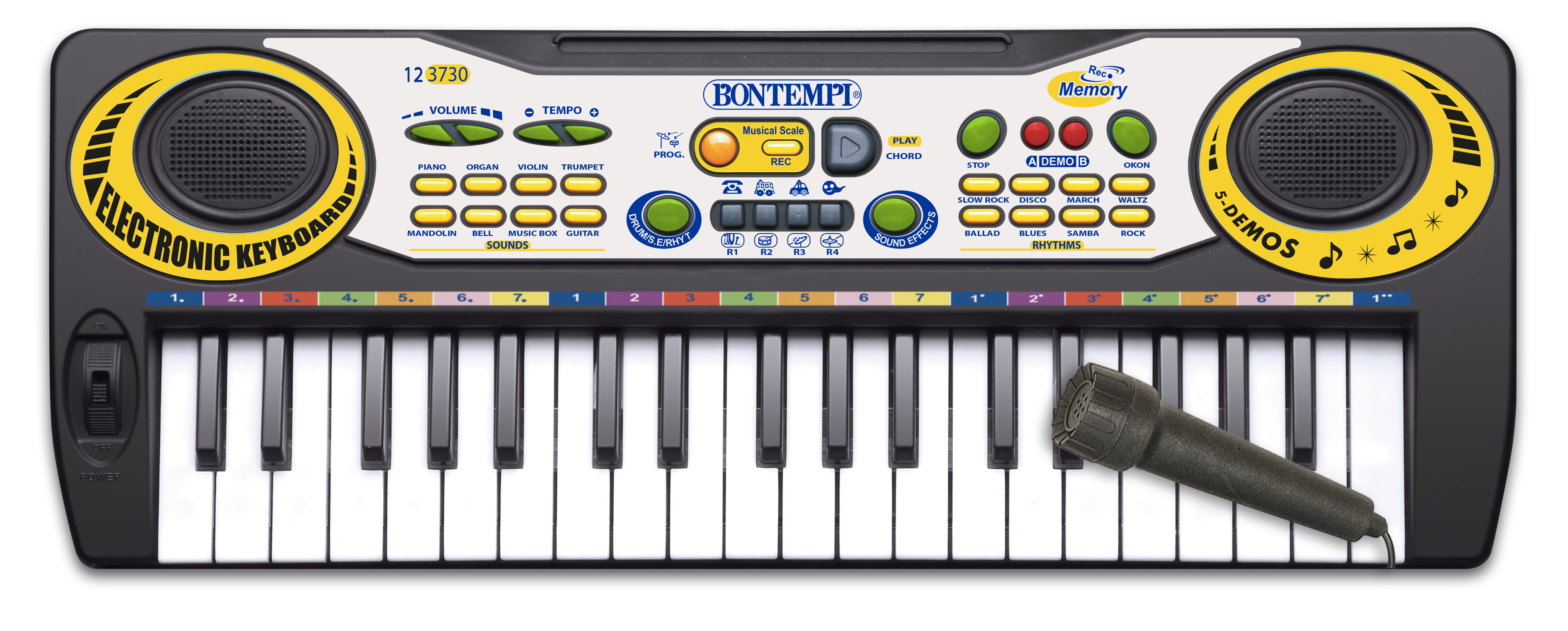 Clavier électronique Bontempi 37 Touches - Apprentissage, Enregistrement, 10 Chansons, 16 Rythmes, USB-C, Pour Enfants Débutants