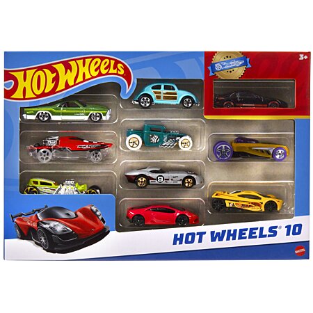 Hot Wheels - Assortiment Coffret 10 Véhicules - Petite Voiture - 3 ans et +