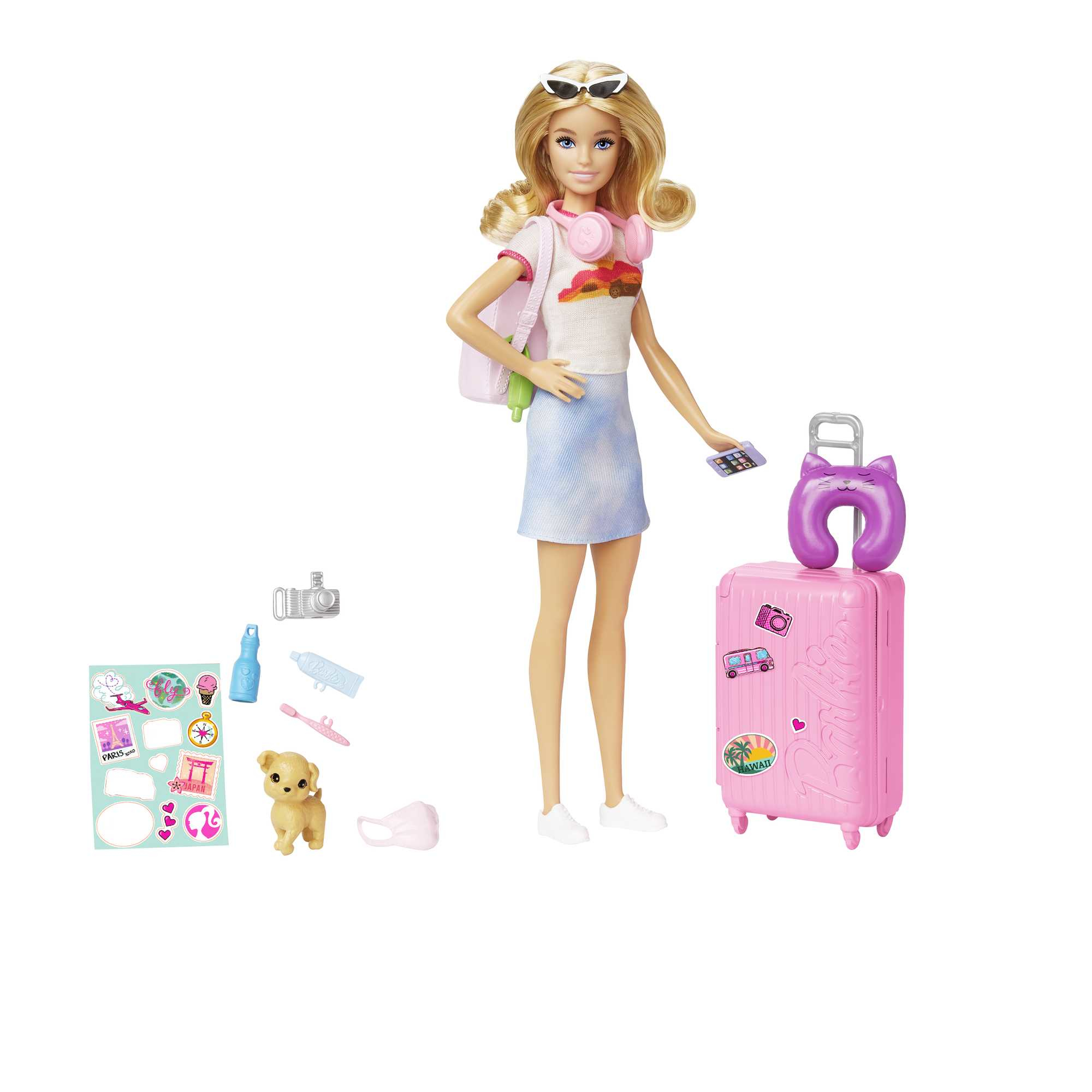 Barbie - Barbie Voyage - Coffret avec Poupée et Chien - Valise