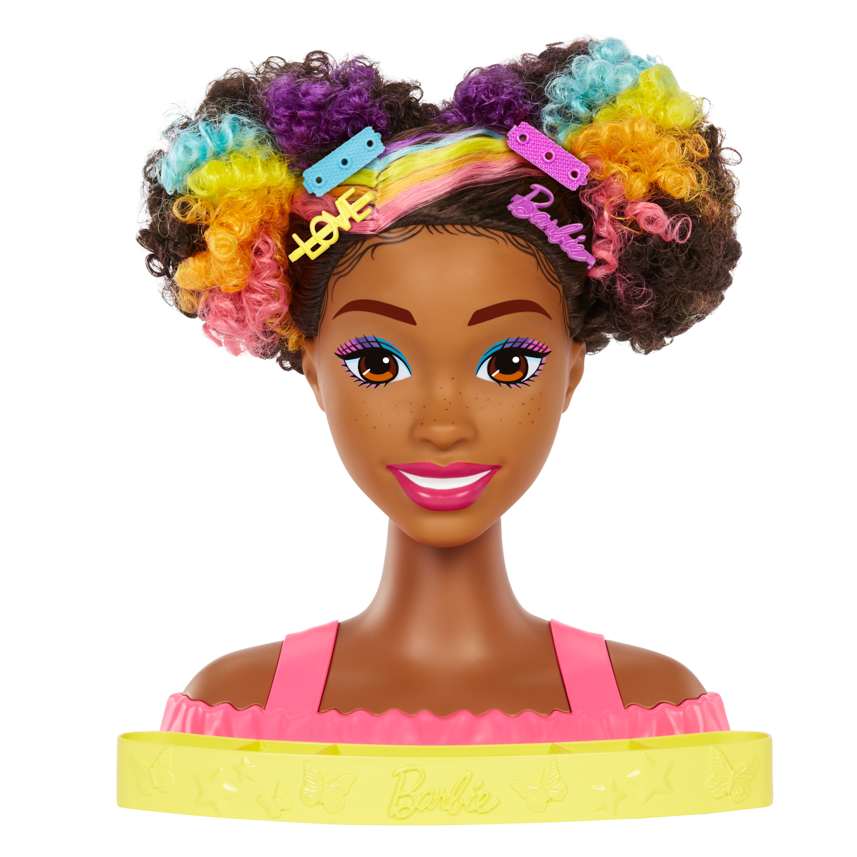 Barbie - Ultra Chevelure - Tête à Coiffer brune frisée mèches arc-en-ciel -  Poupée Mannequin - 3 ans et + au meilleur prix