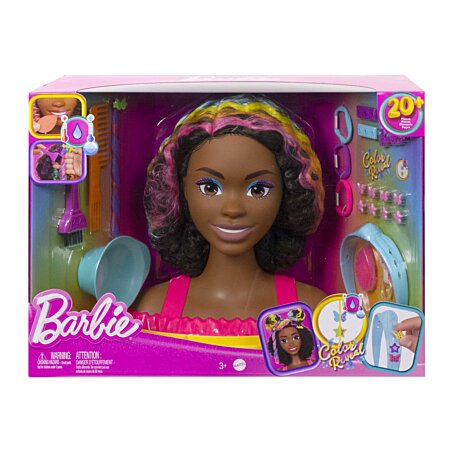 Barbie Ultra chevelure - Tête à coiffer blonde mèches arc-en-ciel - La  Grande Récré