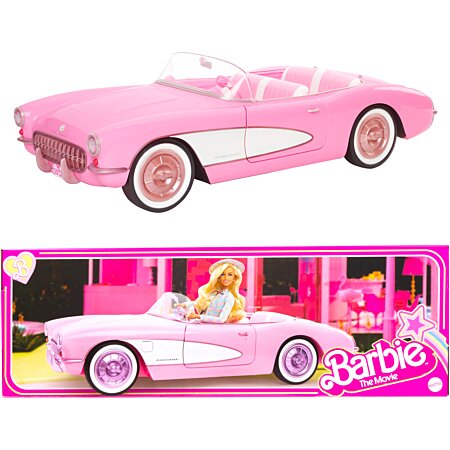 Barbie Voiture Cabriolet Rose, décapotable avec deux sièges noirs