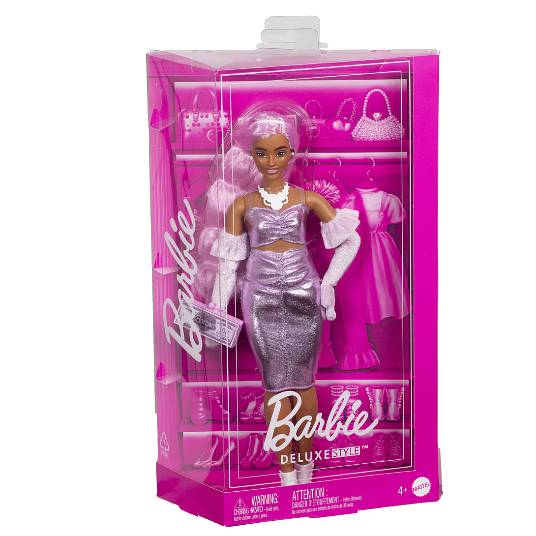 Barbie-deluxe style-poupée barbie à robe rose brillante au