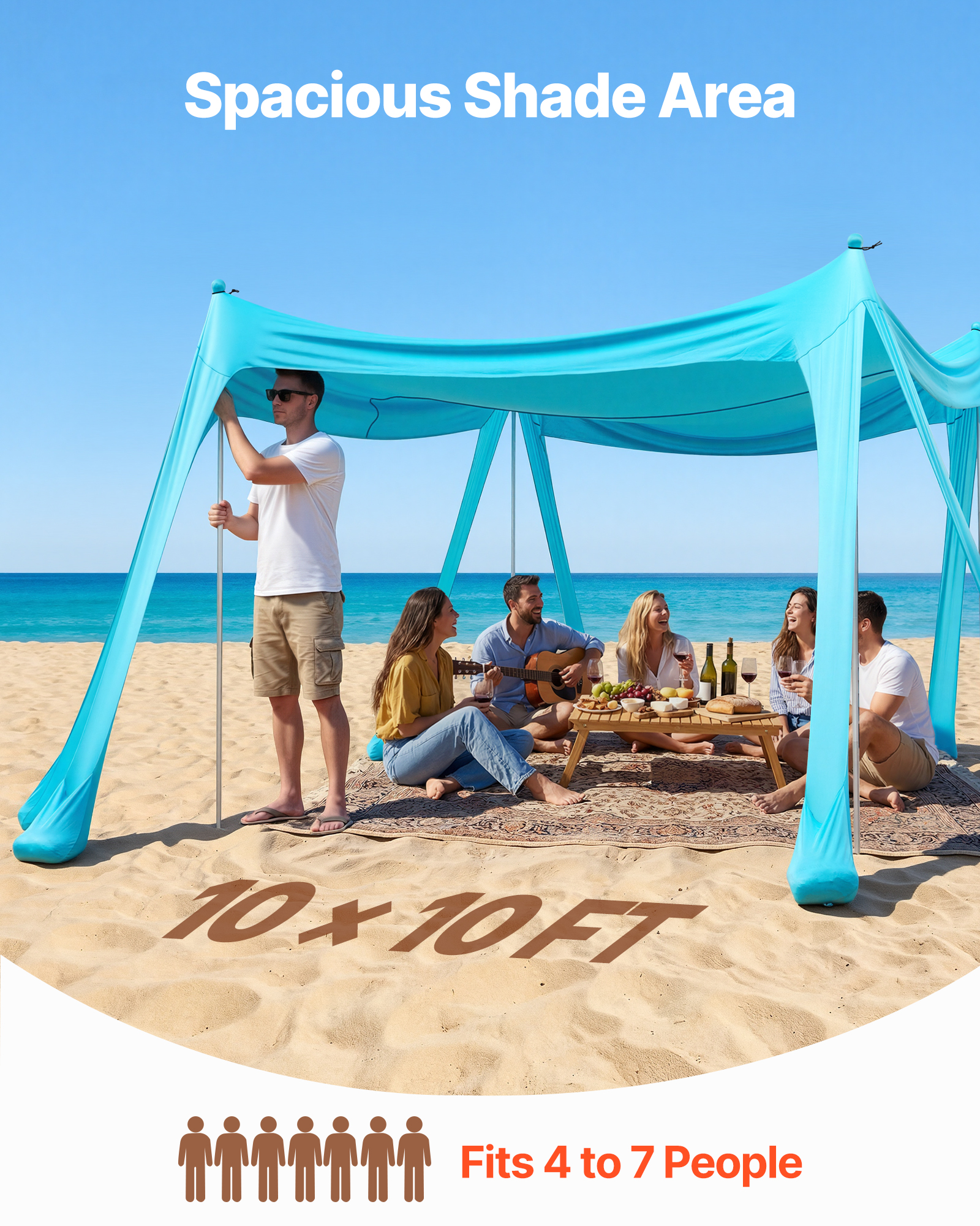 Auvent de plage en * tente de plage, abri pare-soleil en filé, abri d'extérieur pour parc * pêche, camping, inclut une pelle à sable