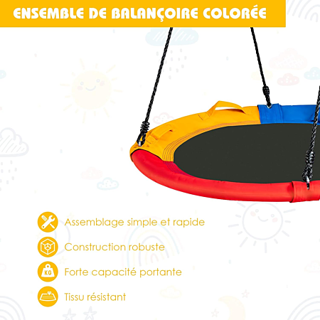 Balançoire Nid d’Oiseau Rond 100 CM de Diamètre pour Arbre Supporté de Charge Maximale 660 Balançoire Nid d’Oiseau Rond 100 CM de Diamètre pour Arbre Supporté de Charge Maximale 660