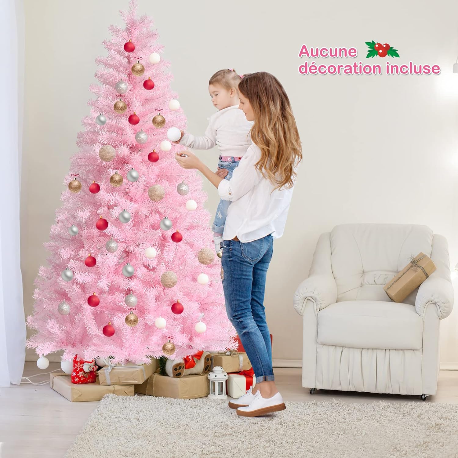 vidaXL Sapin de Noël mince avec support et flocon de neige 270 cm PVC