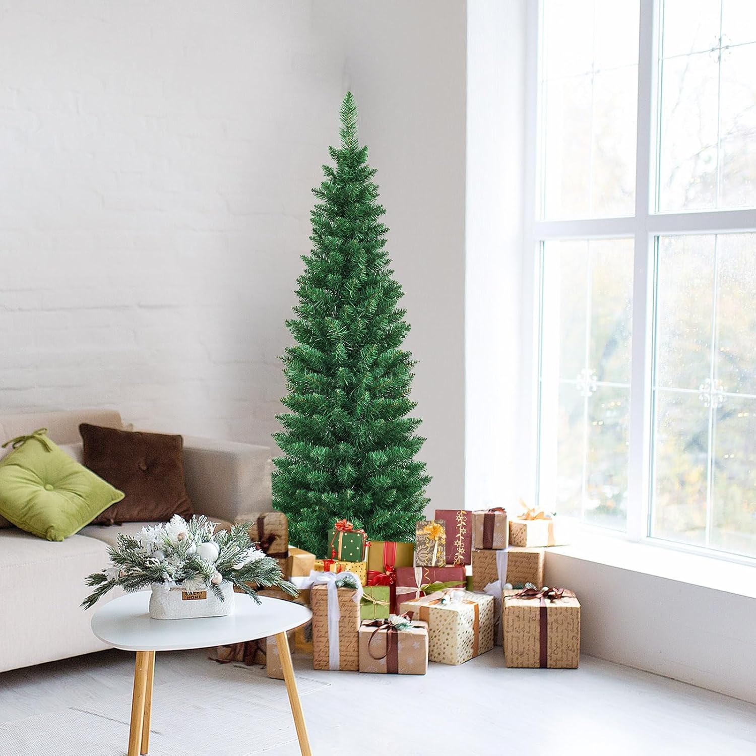 Sapin De Noël Artificiel 84 X 150H Cm 665 Branches épines Imitation Nordmann Grand Réalisme Vert HOMCOM