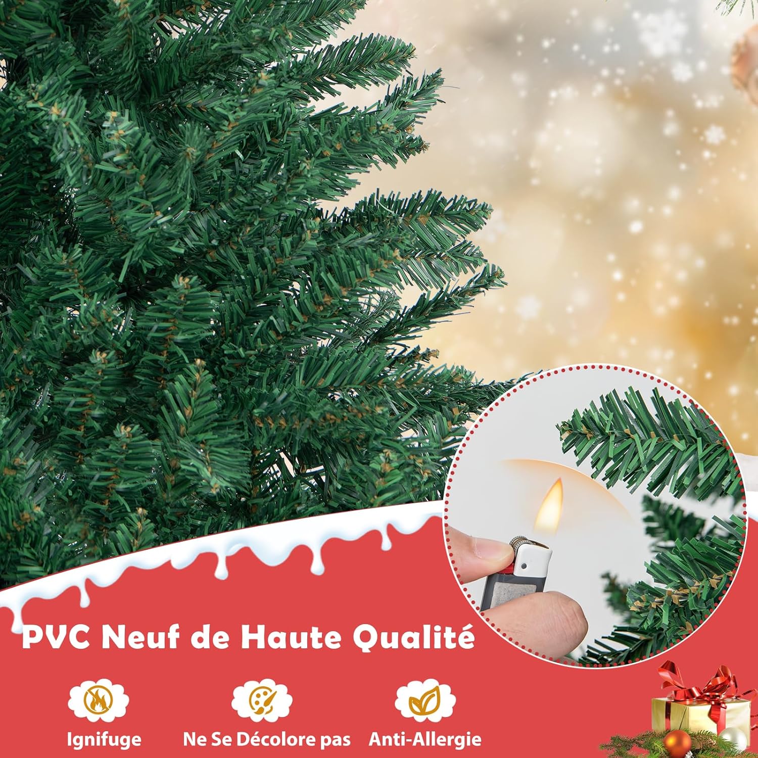 Arbre De Noël Artificiel Avec Branches épaisses Blanc 210cm Pvc