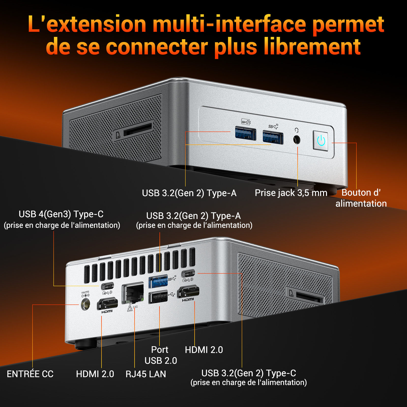 Mini PC GEEKOM AE8 - Processeur AMD Ryzen 7 8845HS - Graphiques AMD ...
