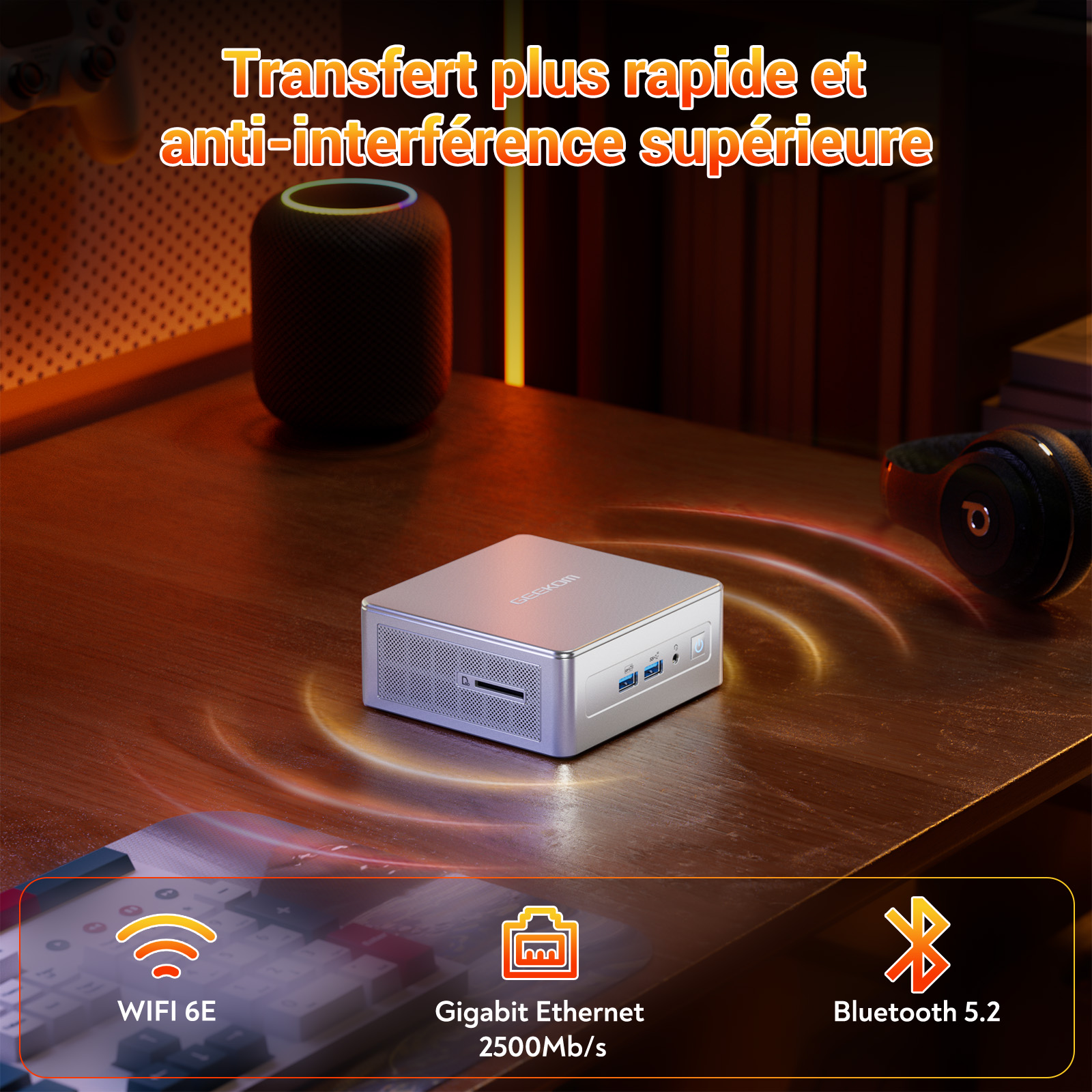 Mini PC GEEKOM AE8 - Processeur AMD Ryzen 9 8945HS - Graphiques AMD ...