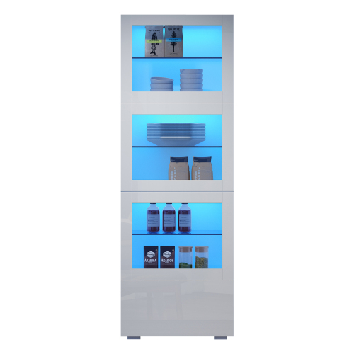 Armoire Vitrine 60×40×173 Cm, Porte Acrylique, 3 étagères Verre