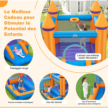 COSTWAY Château Gonflable avec Toboggan Aquatique & Maison de Saut, Aire de Jeux Gonflable avec Piscine COSTWAY Château Gonflable avec Toboggan Aquatique & Maison de Saut, Aire de Jeux Gonflable avec Piscine