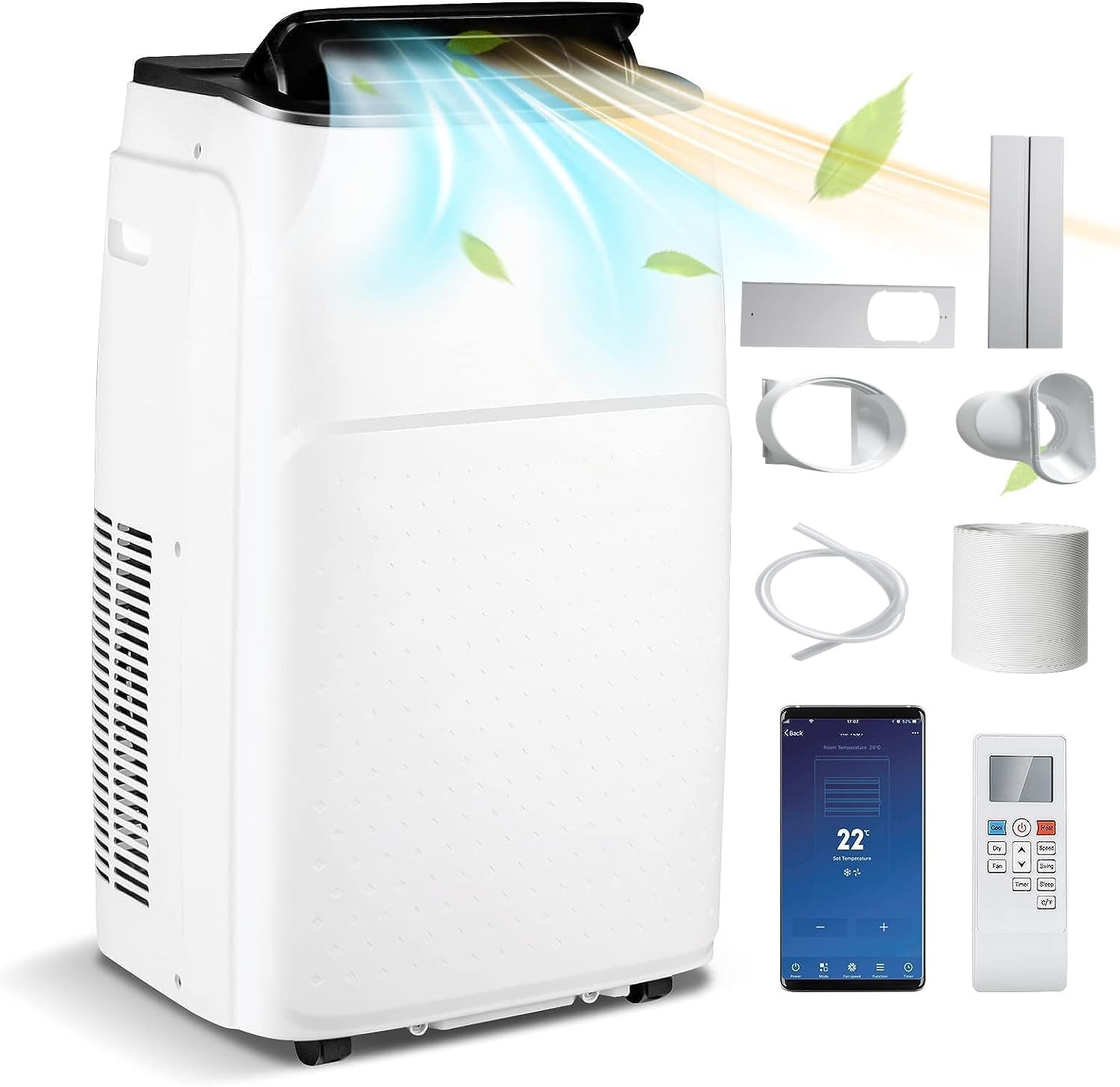 Giantex Climatiseur Mobile 12000BTU 5en1 Wifi 25㎡ R290 Classe A
