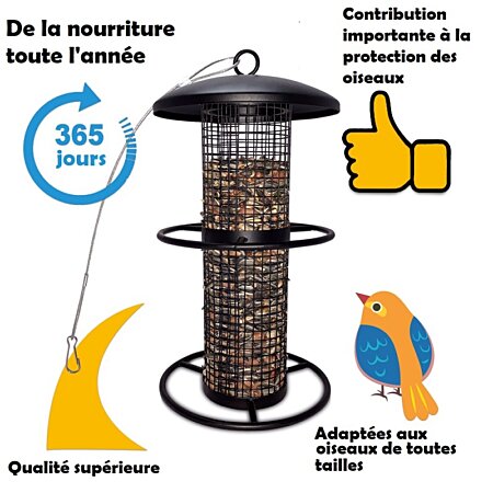 Mangeoire oiseaux extérieur pour oiseaux sauvages Distributeur de  nourriture «34716 Nourri-Silo» au meilleur prix
