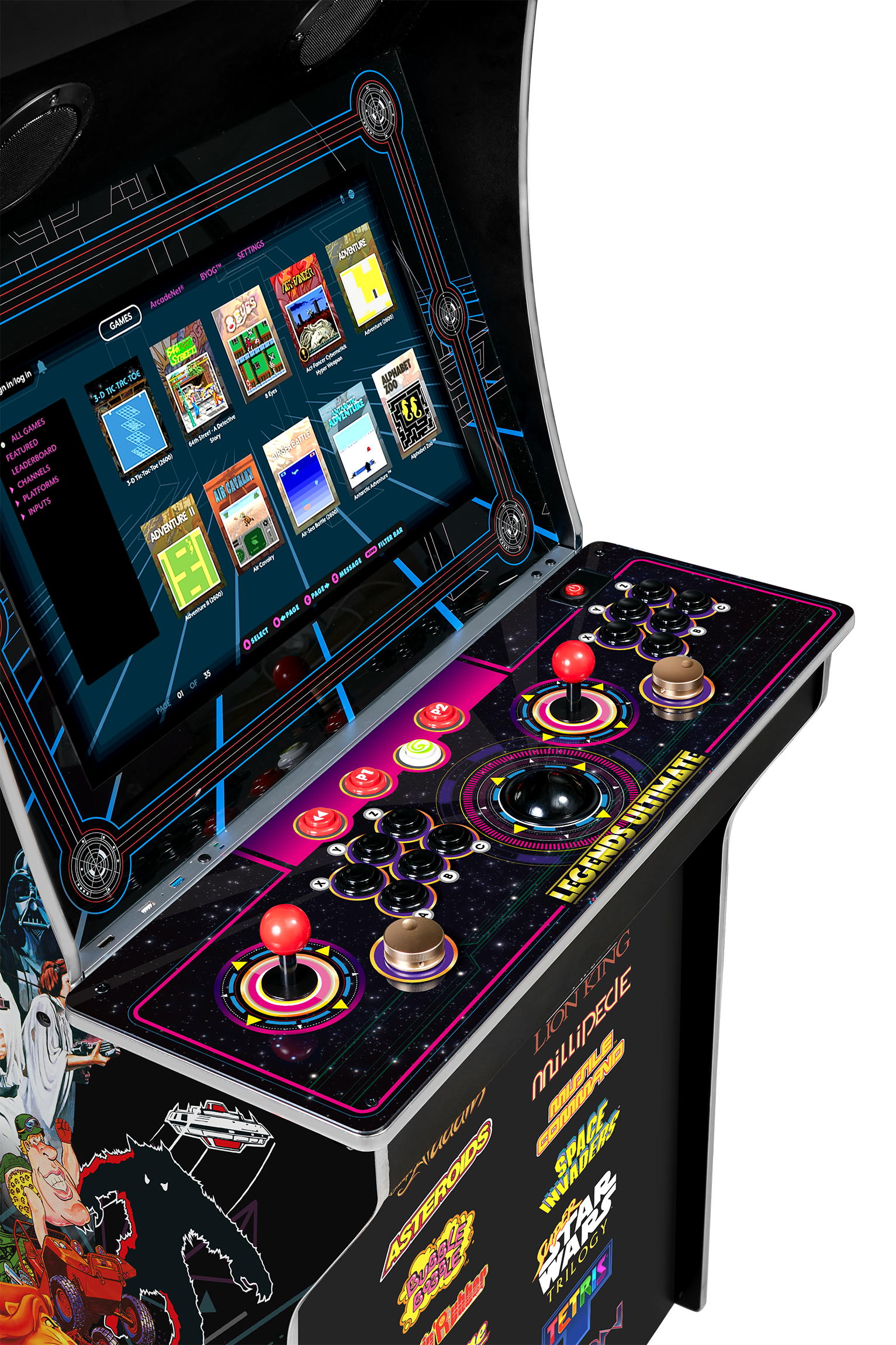 AtGames Legends Ultimate – Borne D’arcade Taille Réelle – 300 Jeux Intégrés, 24″ HD, Wi-Fi, Trackball, Spinners – Retrogaming Maison
