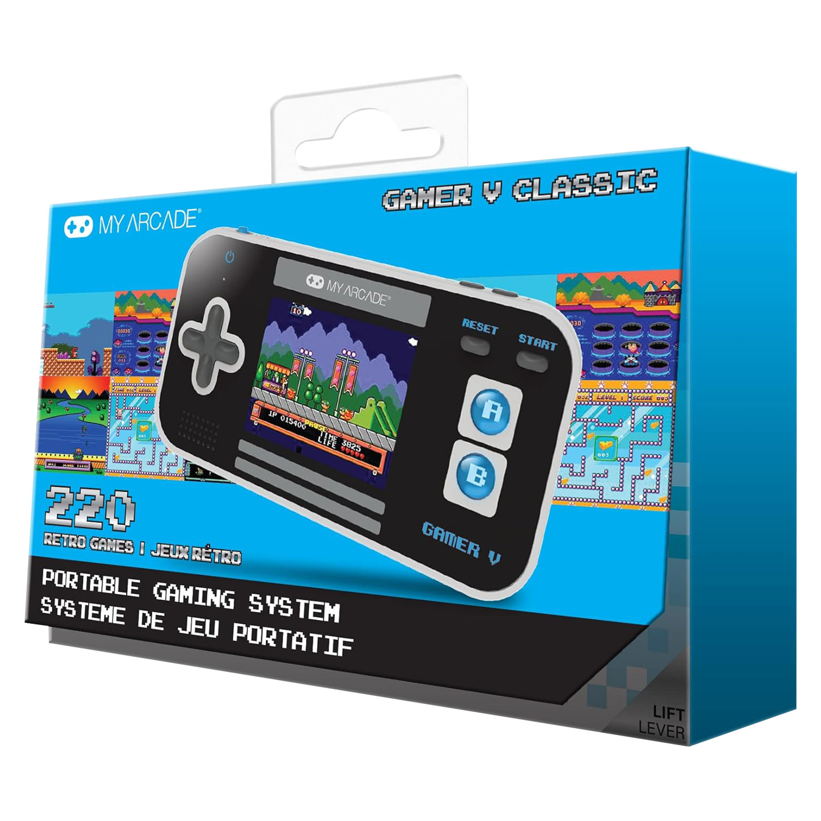 Console Portable AKOR 220 Jeux 16-Bits - Écran 2,5", Fonctionne Avec 3 Piles LR03 - Bleue