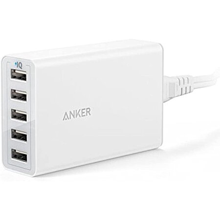 Anker - Chargeur USB PowerPort 40 W - 5 Ports - pour iPhone 7/6S/6 Plus,  iPad Air 2/Mini 3, Galaxy/S7/S6/S6 Edge et Autres - Blanc au meilleur prix