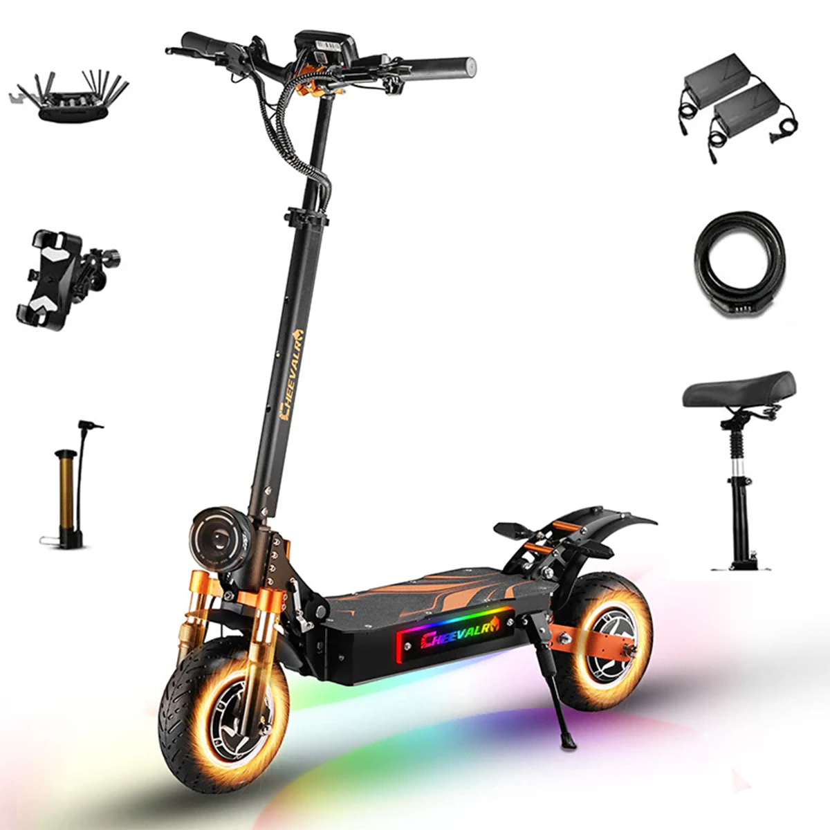 Trottinette électrique Tout Terrain Cheevalry S10 – Double Moteur 1600W*2 – 52V 33AH – 70km/h – Autonomie 110-130km