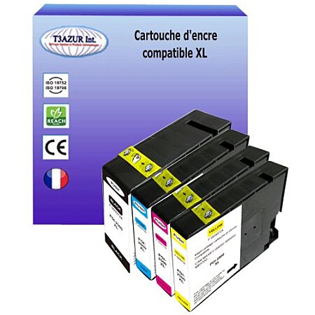 Cartouche d'encre T3AZUR 4 Cartouches compatibles avec Canon PGI2500XL  (9266B001) (1Bk/1C/1M/1Y) 