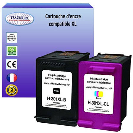 Uprint H-301XL PACK, Pack de 2 cartouches d'encre Uprint compatible HP 301XL  (CH563EE/CH564EE) Noir et Couleur.