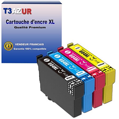 T3AZUR- 4x Cartouches compatibles Epson 604 XL pour Epson Expression Home XP -2200, XP-2205, XP-3200, XP-3205, XP-4200 au meilleur prix