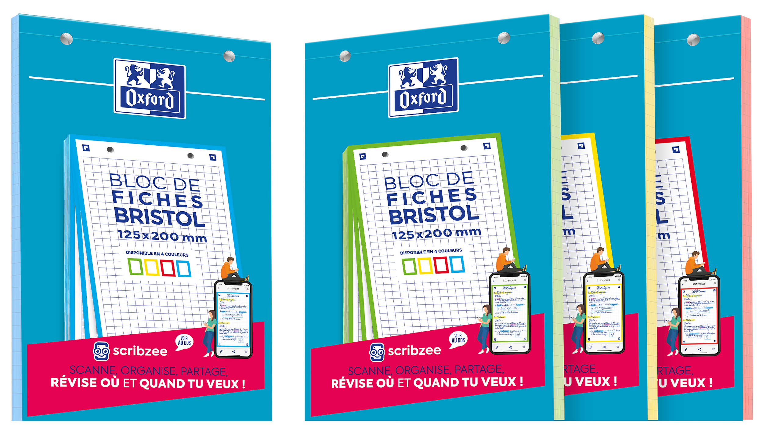 Fiches Bristol Révision 300 Fiches Bristol 12,5x8cm - 6 Couleurs Avec Anneaux - Cartes Révision Et Vocabulaire Papeterie étude