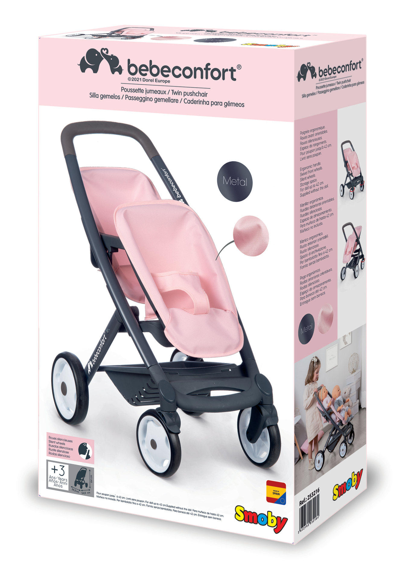 Smoby - Bébé Confort - Siège + Chaise Haute 3 en 1 - pour Poupons