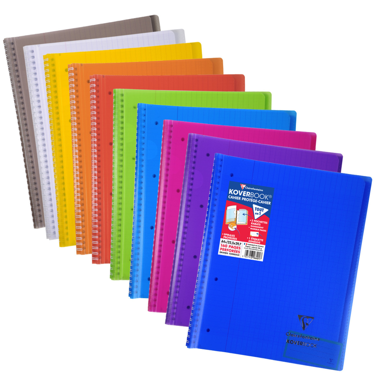 Cahier Spirale 24x32 Clairefontaine Koverbook 160 pages