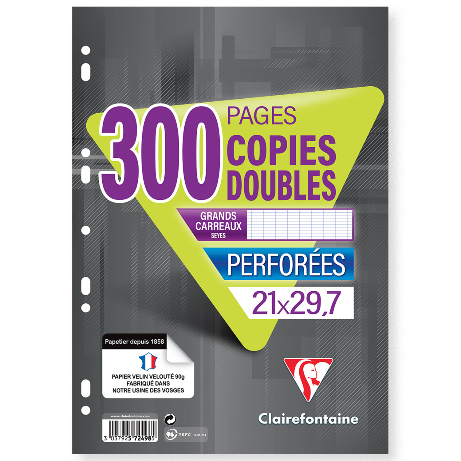 Conquérant Sept Copies Doubles 170 X 220 Mm Séyès 70g Grands