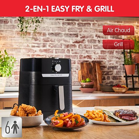 Friteuse sans huile Moulinex Easy Fry Dual EZ901820 - Capacité 8,3 L,  Jusqu'à 8 personnes, 2 tiroirs, Ecran tactile digital (via coupon) –