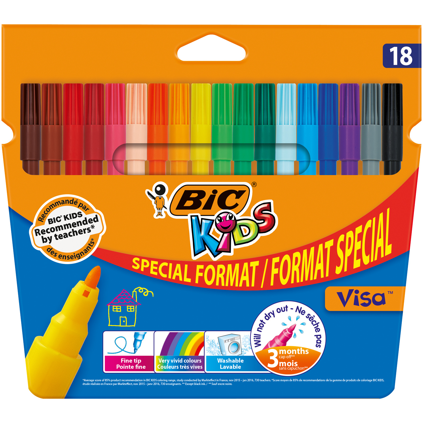 Pochette de 18 Feutre de Coloriage