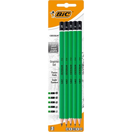BIC Crayon papier CRITERIUM 550, mine 2B, corps vert hexagonal - Lot de 12  - Porte mines, crayons, gommes