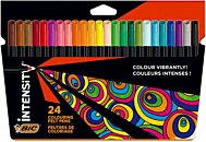 Crayon de couleurs Bic Intensity Up - coloris assortis - corps triangulaire  - pochette de 24 pas cher