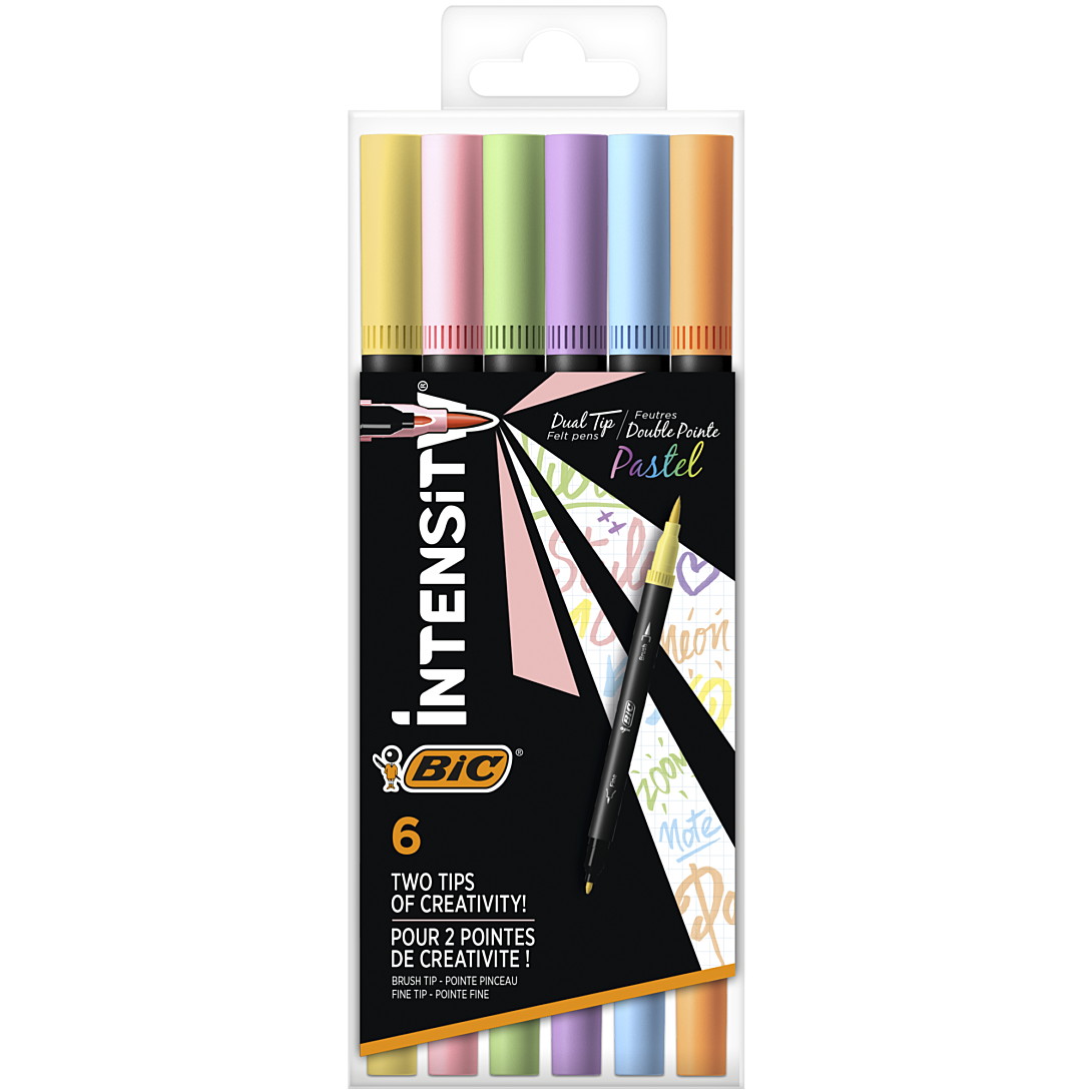 BIC Intensity Dual Tip Stylos Feutres de Coloriage Pastel à Double ...
