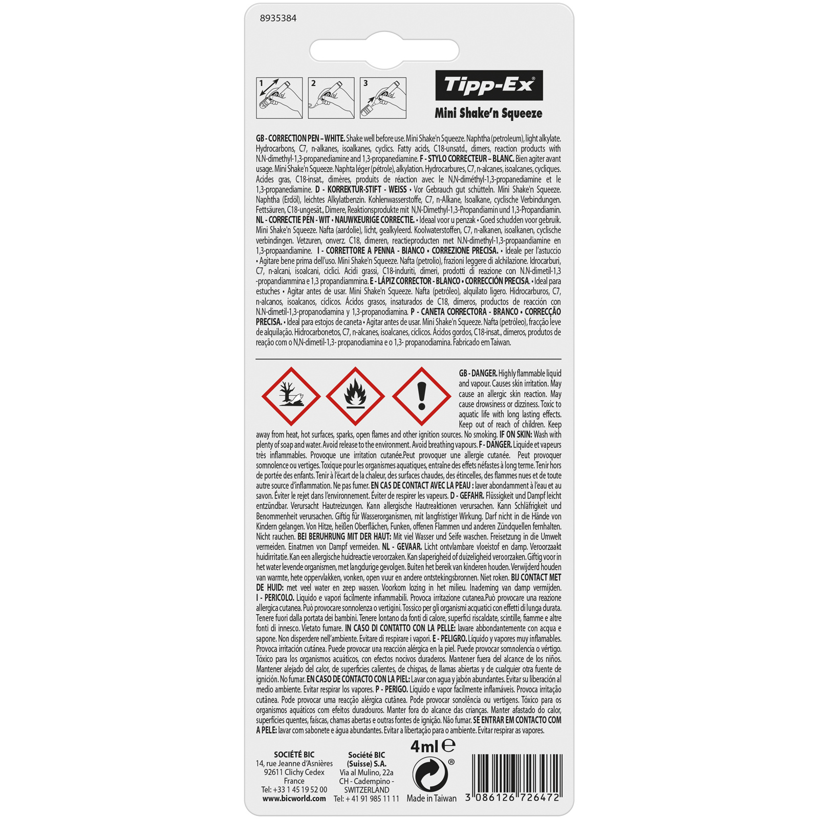 Tipp-Ex Mini Shake'n Squeeze - Blister De 2 Stylos Correcteurs Liquides