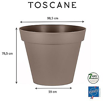 Pot de fleurs Toscane Taupe 100cm