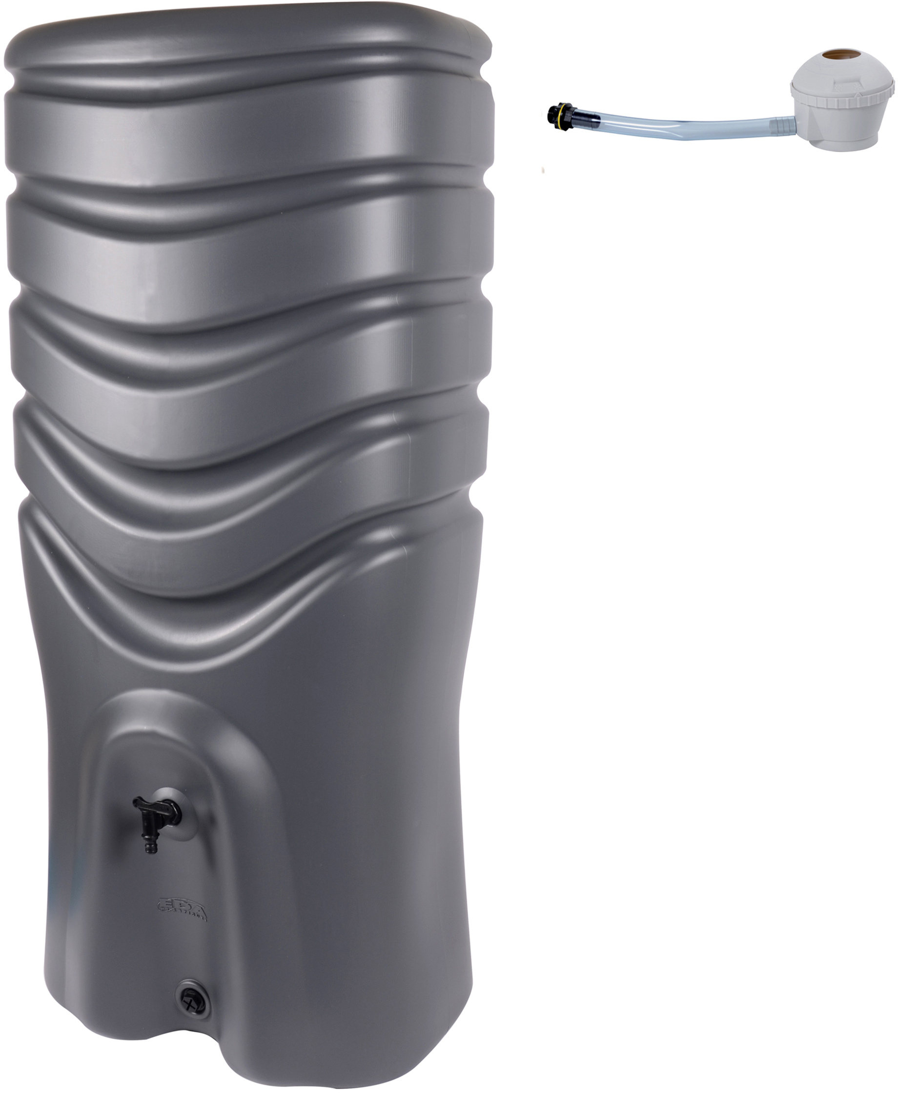 Récupérateur d'eau de pluie 550 L + kit collecteur robinet anthracite