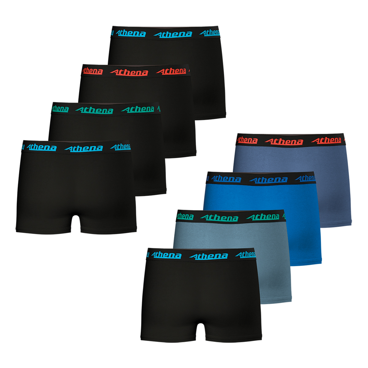 Lot De 4 Boxers Garçon Athena - Coton Élasthanne - Confortable Et Respirant