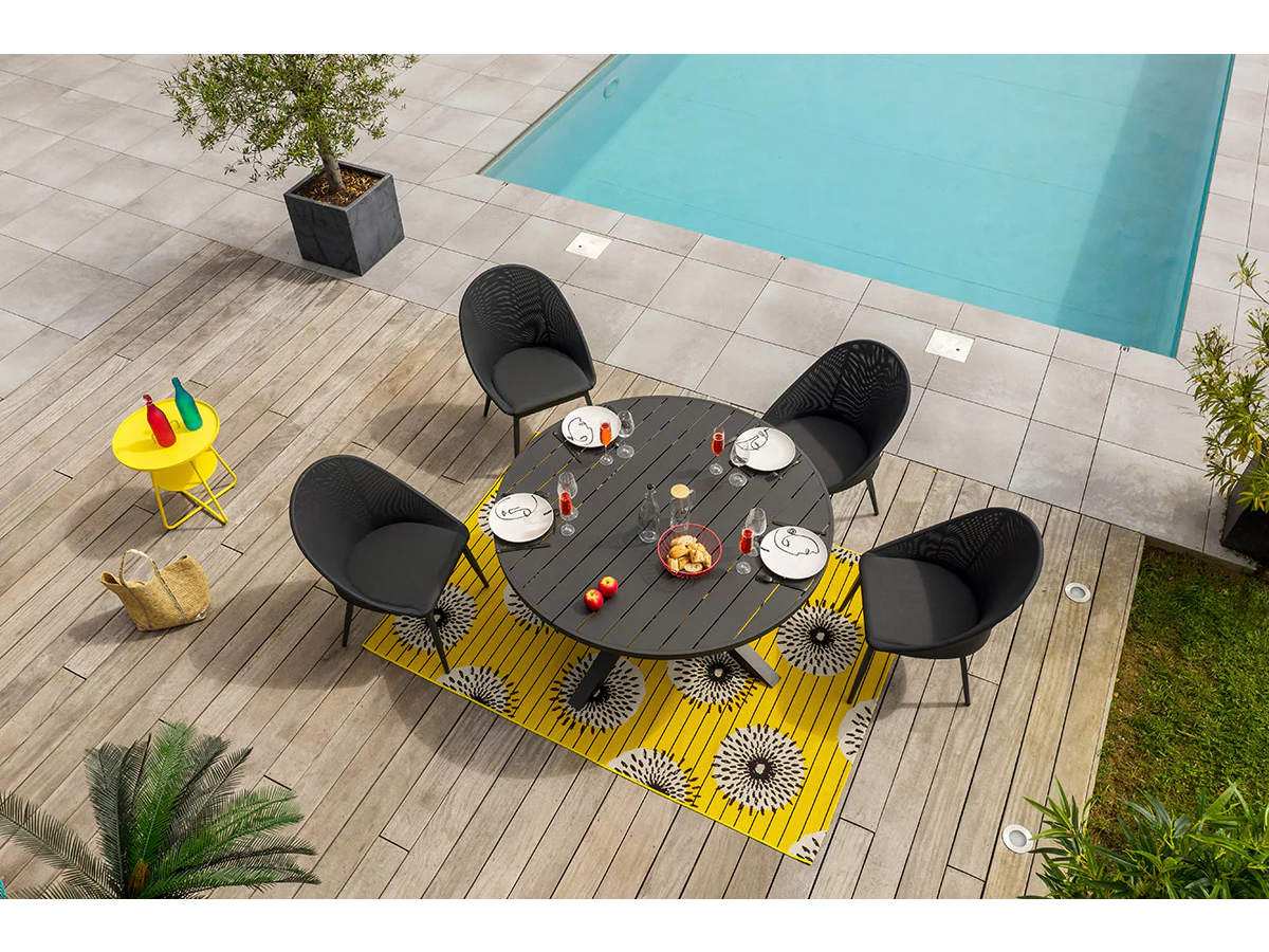 Table de jardin ronde extensible en aluminium Palma 8/10 personnes