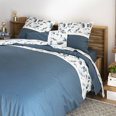 Parure de lit housse de couette avec taies d'oreiller 100% Coton 57 fils  Automnia Ocean Blue Taille 220 x 240 cm au meilleur prix