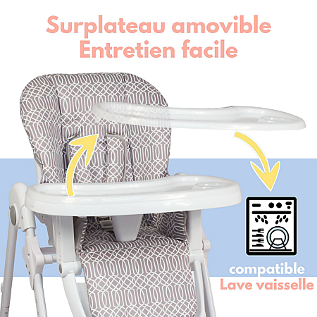 Bambisol Chaise Haute Bébé Evolutive Pliable, Roulettes