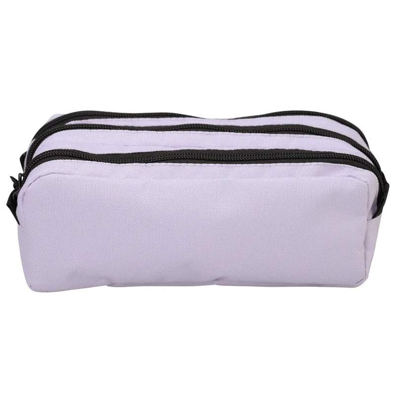 Trousse - Mauve - 3 compartiments - Fermeture zip - 23x11x9cm