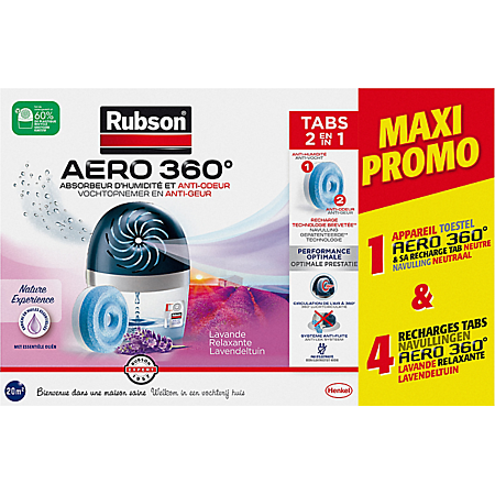 Rubson Recharges AERO 360 5 neutres + 1 Tablette jardin Lavande